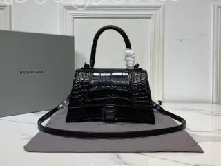 593546-23 バレンシアガ バッグ スーパーコピー BALENCIAGA N級 HOURGLASS TOP HANDLE スモール バッグ クロコダイル型押しシャイニーカーフスキン レディースバッグ 3色可選択