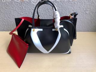 RW0B0D99RRXNER ヴァレンティノ バッグ コピー VALENTINO N級 Vロゴ エスケープ インターシャ ミディアム ショピングバッグ レディース トートバッグ