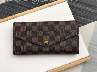 N63209 ルイヴィトン ダミエ・エベヌ 長財布 スーパーコピー 「LOUIS VUITTON」 ポルトフォイユ・サラ ヴィトン レディース 人気 二つ折り財布