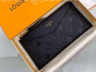 M68712 ルイヴィトン モノグラム・アンプラント 長財布 コピー 「LOUIS VUITTON」 ポシェット・メラニー BB レディース ラウンドファスナー財布 3色可選択 ノワール