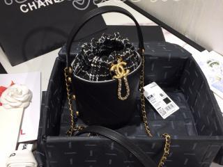 AS1478 シャネル バッグ コピー CHANEL Small Drawstring Bag カーフスキン & ツイード スモール ハンドバッグ レディース ショルダーバッグ