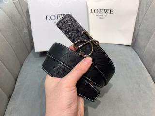 【LOEWE】カーフレザー アナグラムバックルリバーシブルベルト anagram シルバーバックル金具　幅3.2cm　黒