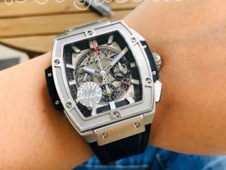 Hublot紳士腕時計 7750輸入ムーブメント 幅42mm ウブロ時計Spirit Of Big Bang　[ケース]シルバー　[ベルト]黒 輸入牛革