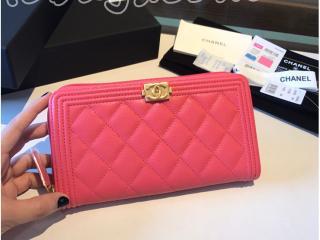 A80288-2 ボーイ シャネル 長財布 スーパーコピー BOY CHANEL Zip Wallet グレインド ラムスキン レディース ラウンドファスナー財布 9色可選択