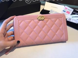 A80288-5 ボーイ シャネル 長財布 コピー BOY CHANEL Zip Wallet グレインド ラムスキン レディース ラウンドファスナー財布 9色可選択