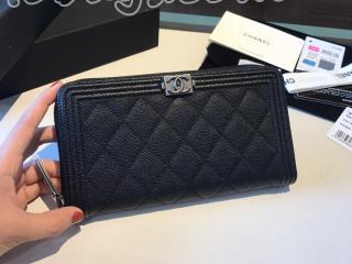 A80288-10 ボーイ シャネル 長財布 スーパーコピー BOY CHANEL Zip Wallet グレインド ラムスキン レディース ラウンドファスナー財布