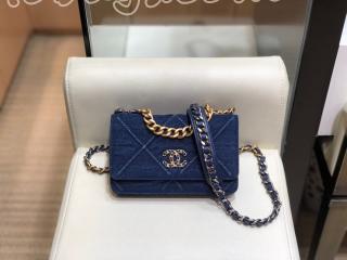 AP0957 B02801 N6832 シャネル バッグ コピー 20新作 CHANEL 19 チェーンウォレット デニム レディース ショルダーバッグ ブルー