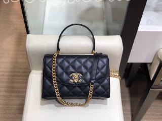 AS1175 B01513 94305 シャネル バッグ スーパーコピー CHANEL トップハンドル フラップバッグ ラムスキン レディース ショルダーバッグ ブラック