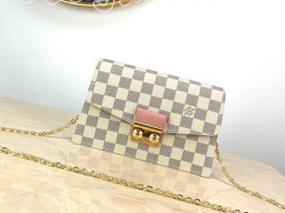 N60357 ルイヴィトン ダミエ・アズール 財布 スーパーコピー 「LOUIS VUITTON」 ポルトフォイユ・クロワゼット チェーン レディース 財布 2色可選択 ローズ・バレリーヌ