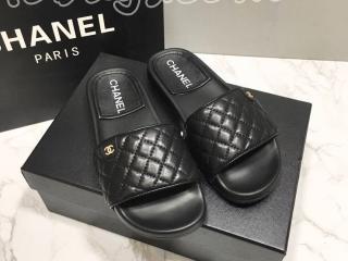 シャネル スリッパ 格紋 CHANEL スリッパ サイズ：225-245 黒色