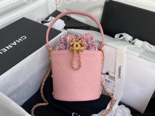 AS1478 B02443 N6132 シャネル バッグ スーパーコピー CHANEL スモール ハンドバッグ カーフスキン & ツイード レディース ショルダーバッグ ピンク