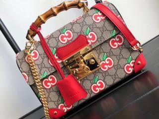 ‎603221 2EVFG 8646 グッチ バッグ コピー GUCCI 20新作 〔パドロック〕GGアップル スモール バンブー ショルダーバッグ