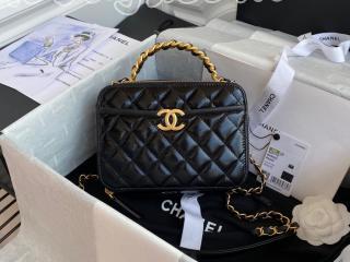 AS2179 B04400 black シャネル バッグ スーパーコピー CHANEL 20新作 ラムスキン & シャイニー クランプル カーフスキン ヴァニティー ケース ショルダーバッグ 3色可選択