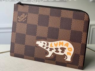 N60390 ルイヴィトン ダミエ・エベヌ ジャイアント バッグ コピー 「LOUIS VUITTON」 21新作 ポシェット・ジュール メンズ クラッチバッグ