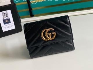 474802-1 グッチ 財布 コピー GUCCI Marmont GGマーモント マトラッセ ウォレット レディース 三つ折り財布 2色可選択