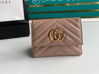 474802-2 グッチ 財布 スーパーコピー GUCCI Marmont GGマーモント マトラッセ ウォレット レディース 三つ折り財布 2色可選択