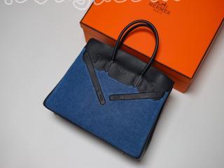 shadow351-4 エルメス バーキン バッグ コピー 限定 Hermes Shadow birkin デニムxレザー シャドーバーキン 35 ハンドバッグ 5色可選択