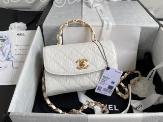 AS2477 B05514 10601 シャネル バッグ コピー CHANEL 21新作 クランプル ラムスキン トップハンドル ミニ フラップ バッグ レディース ショルダーバッグ 2色可選択