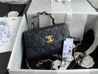 AS2477 B05514 94305 シャネル バッグ スーパーコピー CHANEL 21新作 クランプル ラムスキン トップハンドル ミニ フラップ バッグ レディース ショルダーバッグ 2色可選択