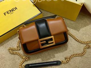 8BS045ACNZF1C6X フェンディ バッグ スーパーコピー FENDI 新作 バゲット チェーン スモール ブラウン ナッパレザー レディース ショルダーバッグ