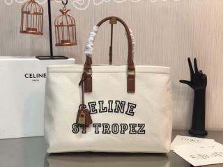 190062DHW.02NT セリーヌ バッグ コピー CELINE 21新作 サントロペ ホリゾンタル カバ / プリント キャンバス & カーフスキン ナチュラル / タン トートバッグ