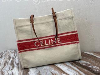 192172DBS.27DT セリーヌ バッグ スーパーコピー 21新作 CABAS スクエア CELINE カバ / “プラン ソレイユ”テキスタイル & カーフスキン レッド / タン トートバッグ