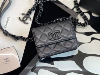 AP1955-1 シャネル バッグ スーパーコピー CHANEL 21新作 グレインド カーフスキン ベルト付き フラップ カードケース レディース バッグ 2色可選択