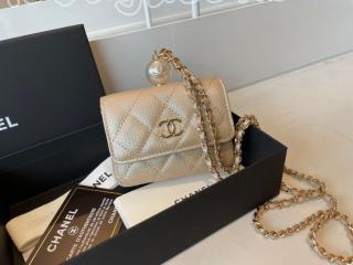 AP2119-4 シャネル 財布 コピー CHANEL 21新作 イリディッセント グレインド カーフスキン & コスチューム パール フラップ コインパース  レディース 財布 4色可選択