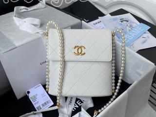 AS2503-2 シャネル バッグ スーパーコピー CHANEL 21新作 カーフスキン & コスチューム パール スモール ホーボー バッグ レディース ショルダーバッグ 4色可選択