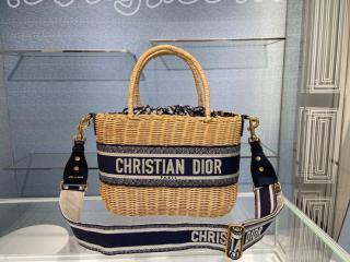 M7601CMVO_M918 ディオール バッグ スーパーコピー 21新作 Dior Wicker バスケットバッグ オブリーク ジャカード＆ナチュラルウィッカー ショルダーバッグ