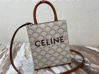 194372BZK.01BC セリーヌ バッグ スーパーコピー CELINE 21新作 ミニ バーティカル トリオンフ キャンバス カバ / キャンバス & プリント入りカーフスキン ショルダーバッグ