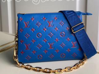 M58626 ルイヴィトン モノグラム･パターン バッグ スーパーコピー 「LOUIS VUITTON」 21新作 クッサン PM レディース ショルダーバッグ ブルー / レッド