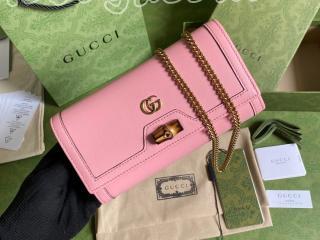 658243-3 グッチ バッグ スーパーコピー GUCCI 21新作 バンブー付き チェーンウォレット レディース 二つ折り財布 5色可選択