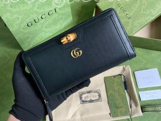 658634-1 グッチ 長財布 コピー GUCCI 21新作 バンブー付き コンチネンタルウォレット レディース ラウンドファスナー財布 5色可選択