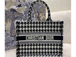 M1296ZTQT_M911 ディオール バッグ コピー Dior Book Tote スモールバッグ ハウンドトゥース エンブロイダリー レディース トートバッグ