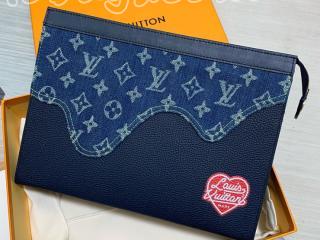 M45961 ルイヴィトン モノグラム・デニム バッグ スーパーコピー 「LOUIS VUITTON」 22新作 ポシェット・ヴォワヤージュ MM メンズ クラッチバッグ