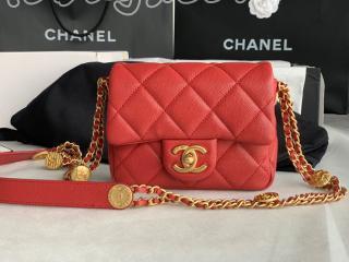 AS3369-2 シャネル バッグ スーパーコピー 22年新作 CHANEL スモール フラップ バッグ グレインド シャイニー カーフスキン ショルダーバッグ 4色可選択