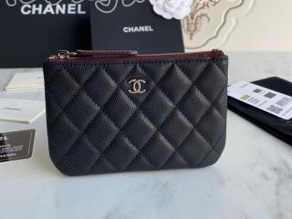 A82365-1 シャネル 財布 コピー CHANEL 23年新作 クラシック ミニ ポーチ グレインド カーフスキン ゴールド/シルバー金具 可選