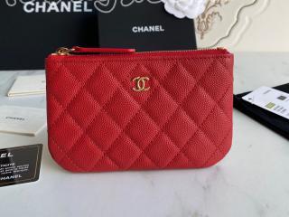 A82365-3 シャネル 財布 コピー CHANEL 23年新作 クラシック ミニ ポーチ グレインド カーフスキン ゴールド/シルバー金具 可選