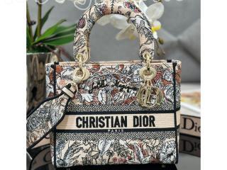 M0565ORZI-1 ディオール バッグ スーパーコピー DIOR Lady D-Lite ミディアムバッグ エンブロイダリー ショルダーバッグ