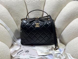 AS3740-3 シャネル バッグ コピー CHANEL 23年新作 ボーリング バッグ エイジド カーフスキン レディース ショルダーバッグ