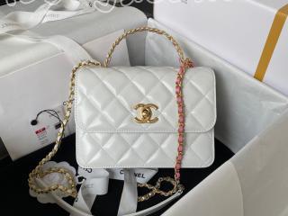 AS3886-2 シャネル バッグ スーパーコピー CHANEL 23SS トップハンドル ミニ フラップ バッグ シャイニー カーフスキン レディース ショルダーバッグ AS3908