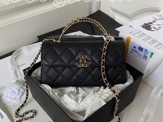 AP3238-1 シャネル バッグ コピー CHANEL 23年新作 トップハンドル フォンケース グレインド シャイニー カーフスキン ショルダーバッグ