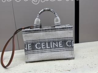 199162ERP セリーヌ バッグ コピー CELINE 23新作 スモール カバ タイス / CELINEジャカード ストライプテキスタイル トートバッグ ホワイト / ブラック