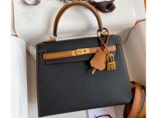 エルメス バッグ コピー HERMES Kelly ケリー25 ハンドバッグ エプソン ゴールド/シルバー金具選択可