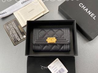 A80603-2 ボーイシャネル 財布 コピー BOY CHANEL フラップ カード ホルダー キャビアスキン レディース 二つ折り財布