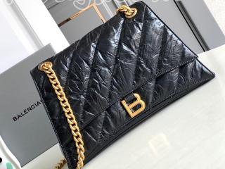 716393-2 バレンシアガ バッグ スーパーコピー BALENCIAGA 新作 ブラック の ウィメンズ CRUSH ミディアム チェーンバッグ キルト仕上げ ショルダーバッグ