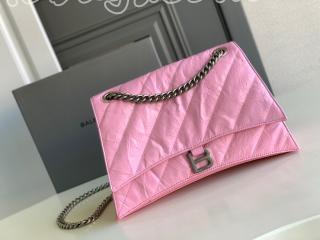 716393-3 バレンシアガ バッグ コピー BALENCIAGA 新作 ピンク の ウィメンズ CRUSH ミディアム チェーンバッグ キルト仕上げ ショルダーバッグ