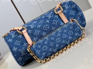 M46830 ルイヴィトン モノグラム・デニム バッグ コピー 「LOUIS VUITTON」 24新作 LV リミックス パピヨン MM レディース ショルダーバッグ