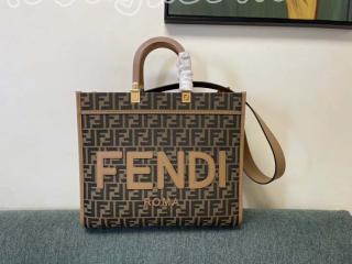 Sunshine8BH フェンディ バッグ コピー FENDI SUNSHINE フェンディ サンシャイン ミディアム ブラウンFFジャカードファブリック トートバッグ